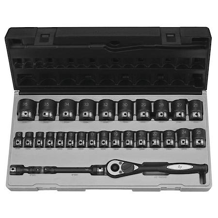 1/2 Dr. 29Pc Metric Duo-Socket Set,  6 Pt.