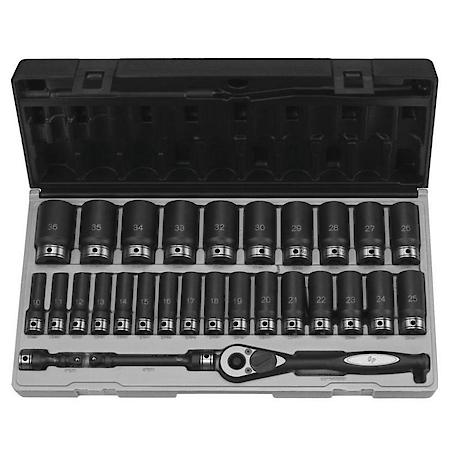 1/2 Dr. 29Pc Metric Deep Duo-Socket Set,  6 Pt.