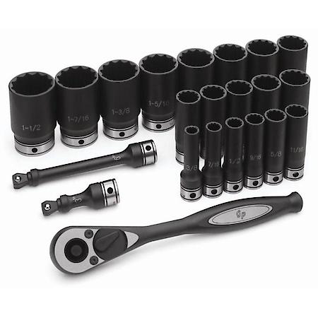 1/2 Dr. 22Pc Fractional Deep Duo-Socket Set,  12