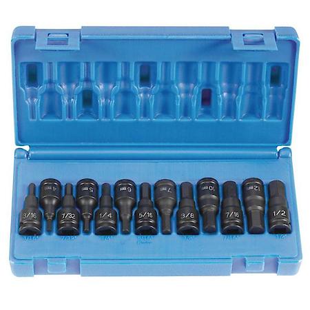 13 Piece 3/8" Drive Fractional and Metric Hex Driver Impact Socket Set