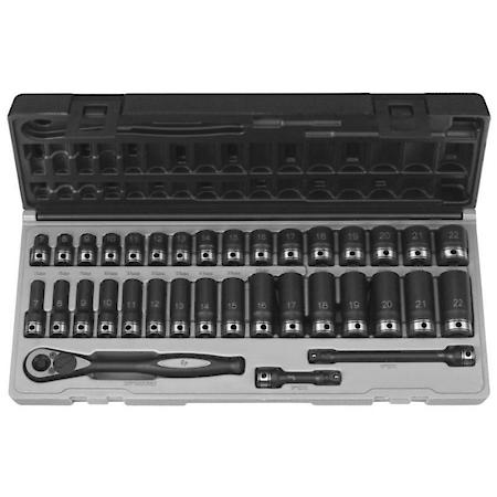 3/8 Dr. 35Pc Metric Std Deep Duo-Socket Set,  6