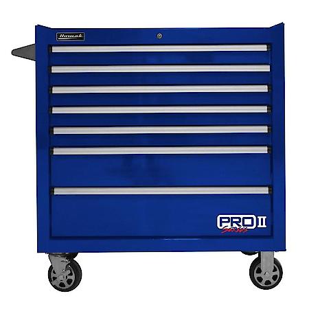 Homak Pro 2 Rolling Cabinet; 36 Inch; 7 Drawer; Blue