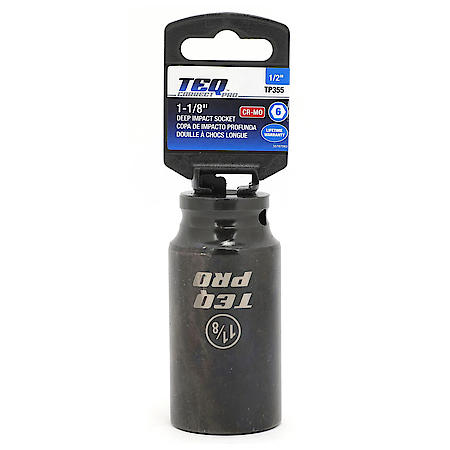 Impact Socket, Deep, SAE, 1-1/8", 1/2" Drive