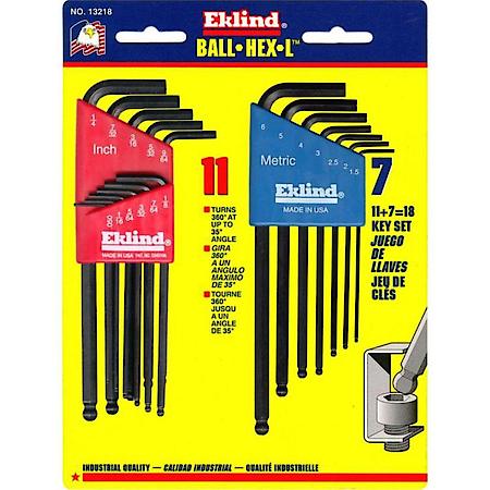 Hex Key Set 18 Pc Ball End 13211/13607 Combo