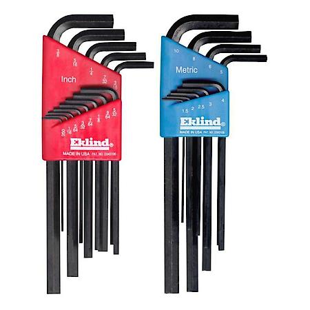 22 Piece Combination (SAE and Metric) Long Hex-L Key Sets