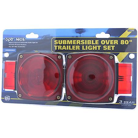 Universal Square, Red, Submersible Over 80" Trailer Light Set, Stud Mount, Hard Wired Connection