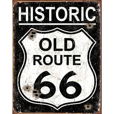 Old Route 66, Tin Sign - 12.5" W x 16" H