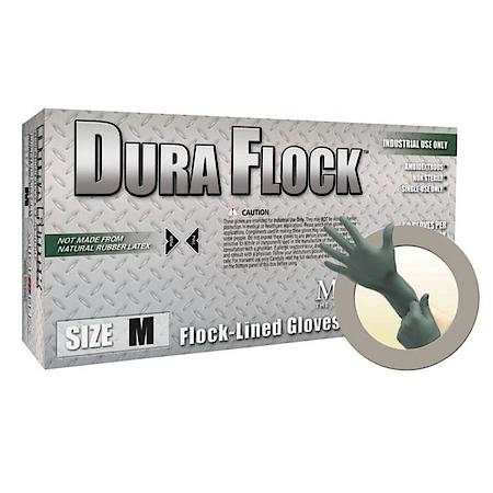 Dura Flock 8 Mil Flock-Lined Green Nitrile Glove Large