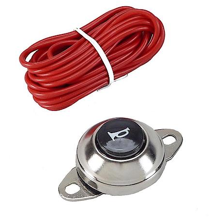 Chrome Horn Button Kit with 10 Feet of 18 AWG Wire and Easy Two-Screw Mounting
