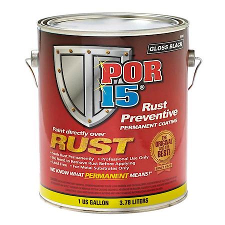 POR-15« 45001 High Performance Rust Preventive Coating, 1 gal Can, Gloss Black, 250 to 450 sq-ft/gal Coverage