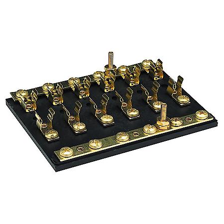 Fuse Block - 6 Gang Style - Brass Clips W/Common Buss Bar - Use For 3Ag Series 1/4" Glass Fuses