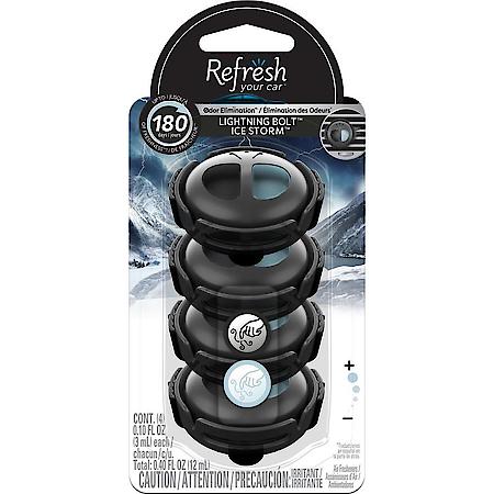 Mini Diffuser Air Freshener: Lightning Bolt/Ice Storm Scent, 4 Pack