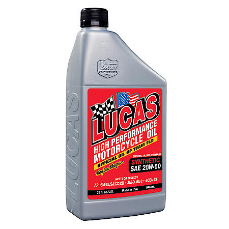 High Performance 20W-50 Synthetic Motorcycle Oil, Extends Oil Life