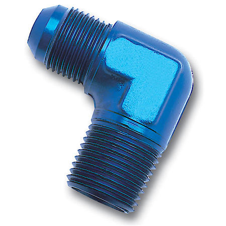 Flare to Pipe Adapter, 6 AN to 1/4" NPT, Blue, 90°