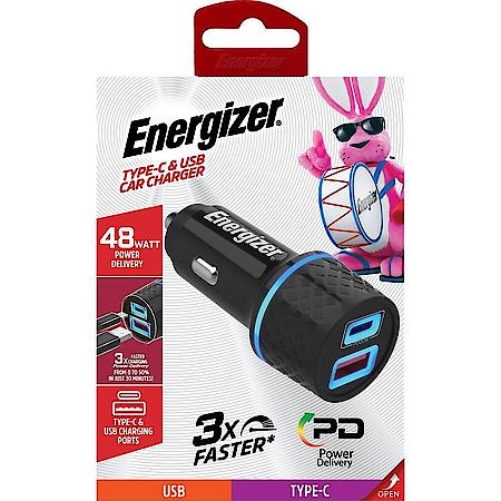 12V Socket Adapter: Car Charger, USB-A and USB-C Charging Ports, 48W