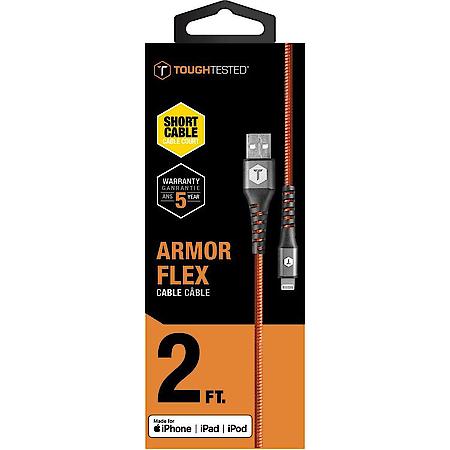 2ft Lightning to USB-A Charging Cable: Armor Flex, Durable iPhone Charger Cord, Orange