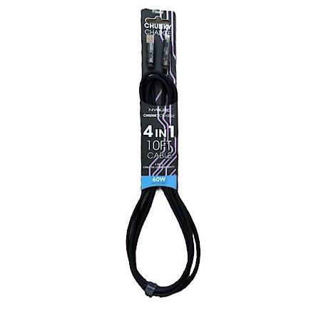 4 in 1 Chunky Ultra Fast Charging Cable - Premium 10 foot in lengh with multiple ports