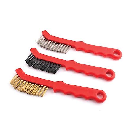 Brake Caliper Brush Set - Nylon, Stainless and Brass Bristles, Heavy Duty, 3-Piece
