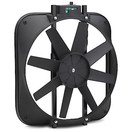 High Perf Universal, 15" Electric Fan w/ Shroud, Straight Blade; 2800 CFM; w/ Thermostat & Mount Kit