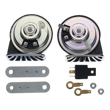 El Grande Horn: Twin Electric High and Low Horns, Red Cap, 2 Pack