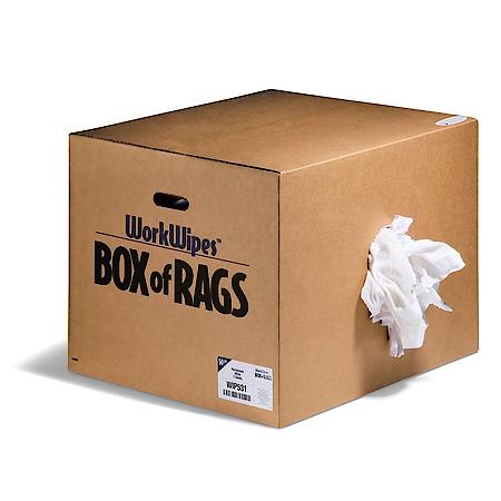 WorkWipes Reclaimed White T-Shirt in Box, 50 lb/box