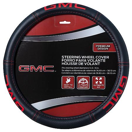 GMC Deluxe Steering Wheel Cover: Leather-Like, Fits 14.5-15.5"