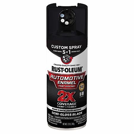 2X Automotive Enamel Custom 5-in-1 Spray Dial Cap Paint & Primer, Semi Gloss Black, 12 oz.