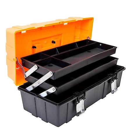 Plastic Tool Box, 3-Tiers Multi-Function Storage Portable Toolbox Organizer