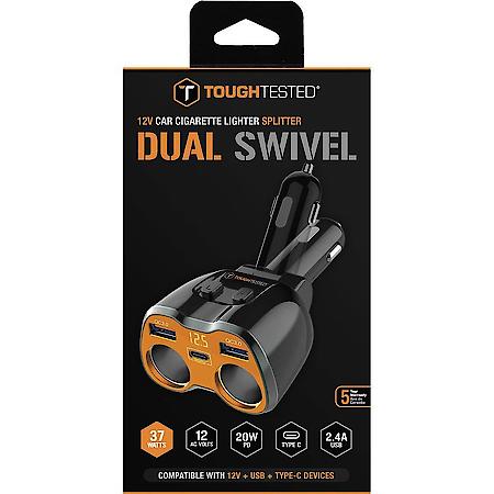 Car Cigarette Lighter Splitter Dual Swivel Power Adapter: 12V 5-Way Power Source