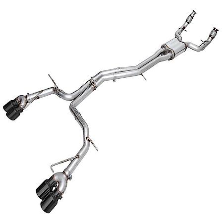 Exhaust System Kit: SS; With Muffler; Dual Exhaust With Quad Outlet; Rear Exit; Diamond Black Tips