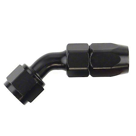 Full Swivel, -8AN, 45 Degree, Anodized, Black, Aluminum, Single