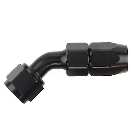 Full Swivel, -10AN, 45 Degree, Anodized, Black, Aluminum, Single