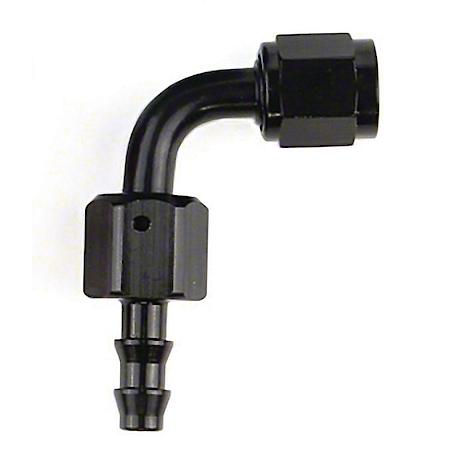 Full Swivel, Push On, -6AN, 90 Degree, Anodized, Black, Aluminum, Single