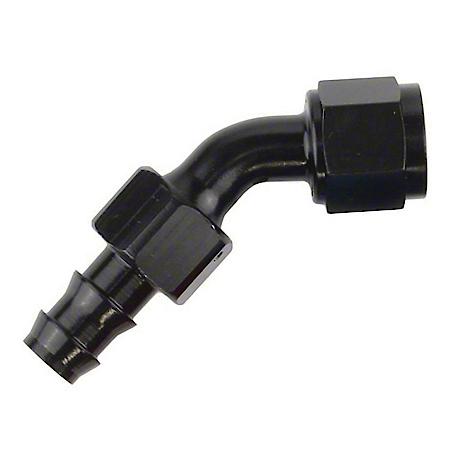 Full Swivel, Push On, -8AN, 45 Degree, Anodized, Black, Aluminum, Single