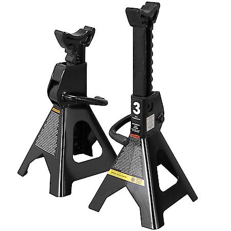 Steel Jack Stands: 3 Ton (6,000 lb) Capacity, Black, 1 Pair