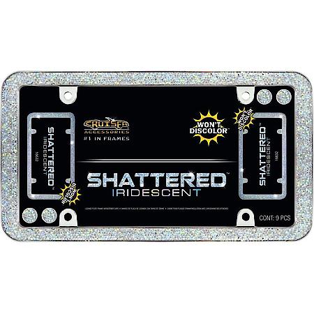 Shattered License Plate Frame, Chrome Iridescent