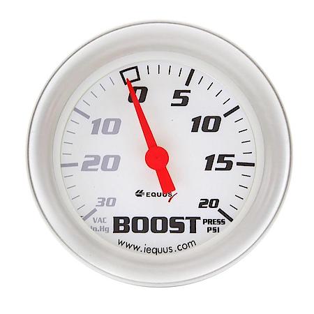 GAUGE; VACUUM BOOST; 2-5/8in.; 30 INHG/20 PSI; 270 SWEEP; MECH; WHT; SLVR 8000