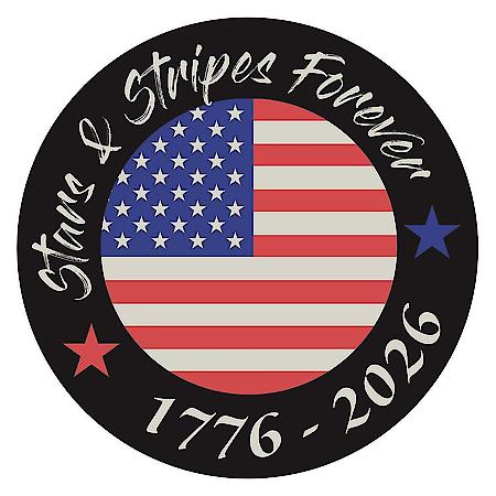 USA 250th Anniversary Stars & Stripes Decal: American Flag Weatherproof Sticker, 4.5"