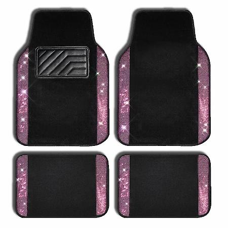 Shining Purple Diamond and Waterproof Carpet Car Floor Mats, 4PCS