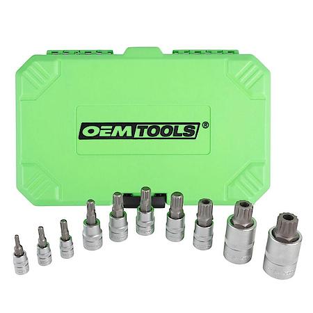 OEMTOOLS 22711 10pc Triple Square Bit Socket Set M4,M18, Heat Treated S2 Steel